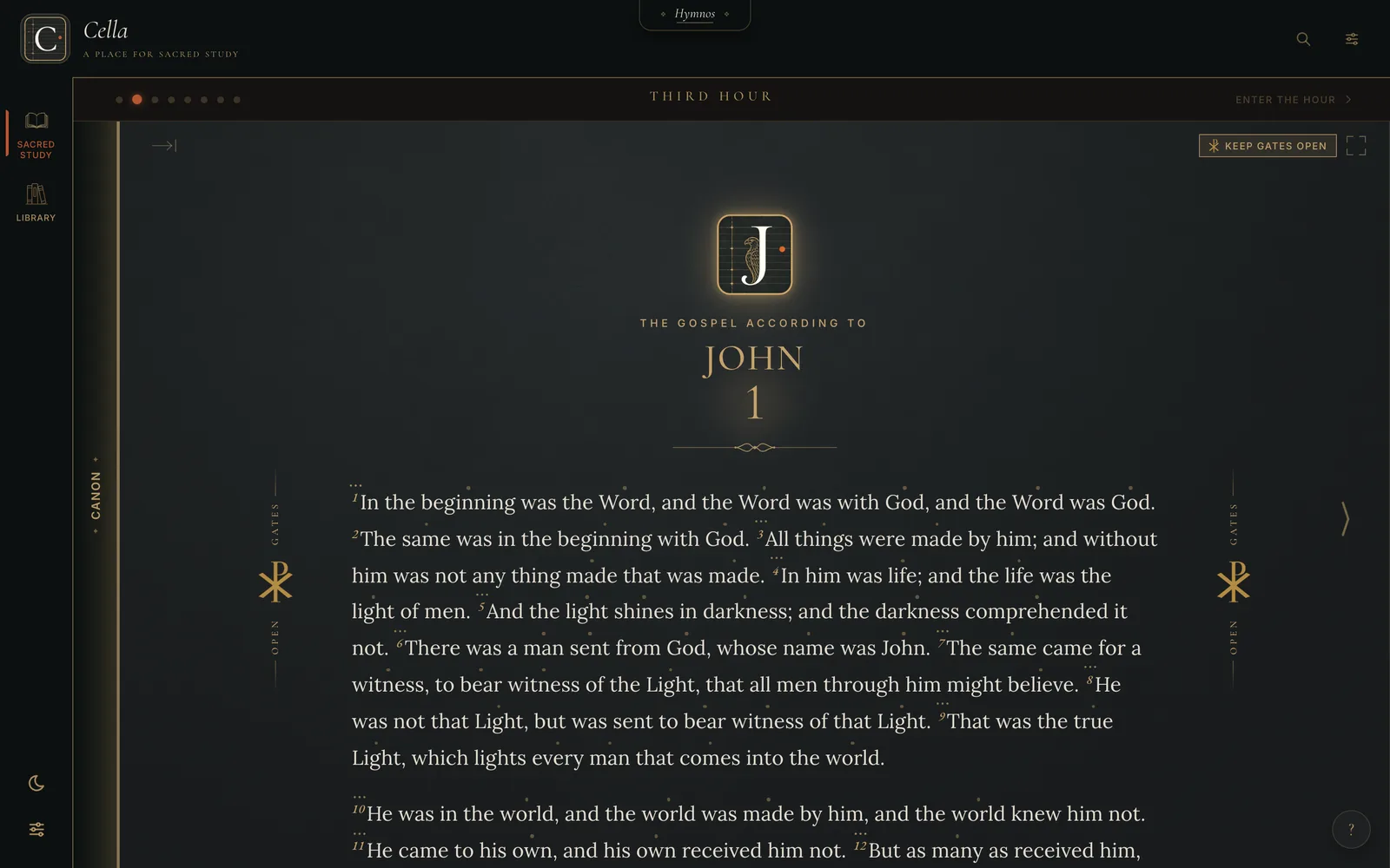 Cella’s Sacred Study: the Gospel of John, read in the dark study room